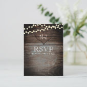 Gesneden Hart in Hout & String Lights Rustieke RSV Uitnodiging Briefkaart (Staand voorkant)
