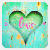 Gesneden Hart Liefde Vierkante Sticker (Voorkant)