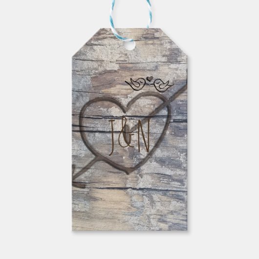 Gesneden Hart & Metselwerk Potten Liefdesvogels Tr Cadeaulabel (Voorkant)