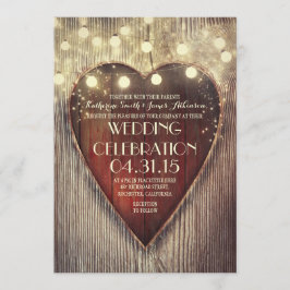 Gesneden Hart String Lichten Houten Huwelijksuitno Kaart