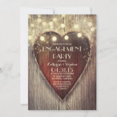 Gesneden Hart String Lichten Houten Verlovingsfees Kaart (Voorkant)