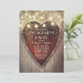 Gesneden Hart String Lichten Houten Verlovingsfees Kaart (Staand voorkant)