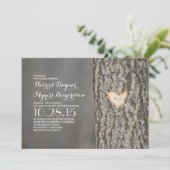 Gesneden Hartboom Rustiek Country Wedding Kaart (Staand voorkant)