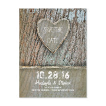 Gesneden hartboom rustiek save de datum briefkaart