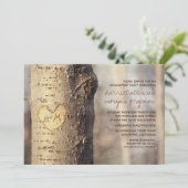 Gesneden Hartboom Rustiek Verlovingsfeest Kaart (Staand voorkant)