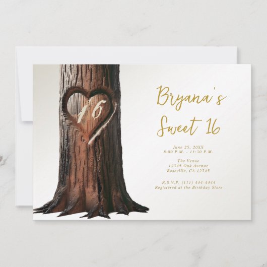 Gesneden Hartboom Stomp Rustiek Minimaal Zoet 16 Kaart (Voorkant)