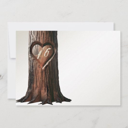 Gesneden Hartboom Stomp Rustiek Minimaal Zoet 16 Kaart (Achterkant)