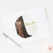 Gesneden Hartboom Stomp Rustieke Minimale Bruiloft Ronde Sticker (Envelop)