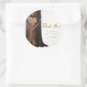 Gesneden Hartboom Stomp Rustieke Minimale Bruiloft Ronde Sticker (Tas)