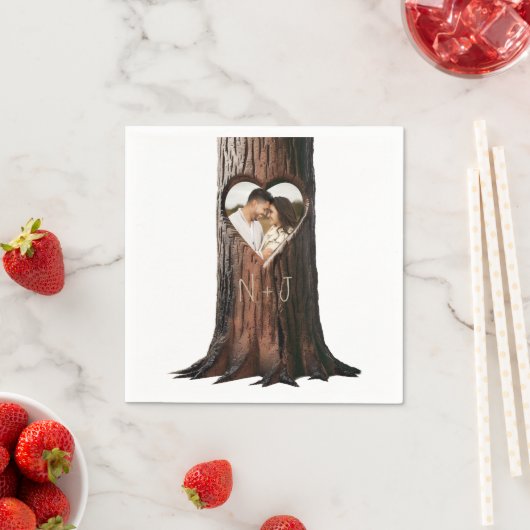 Gesneden Hartboom Stomp Rustieke Minimale Bruiloft Servet (Insitu)