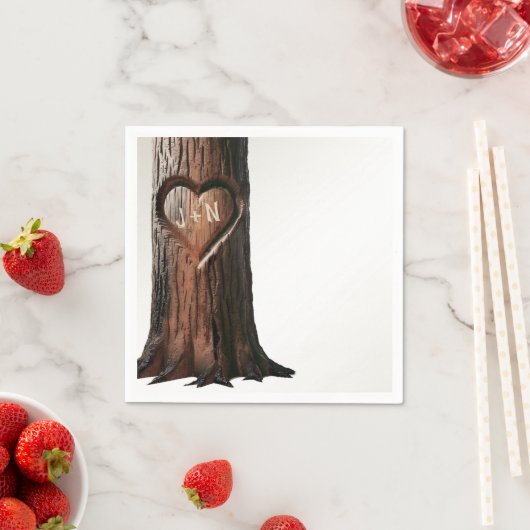 Gesneden Hartboom Stomp Rustieke Minimale Bruiloft Servet (Insitu)