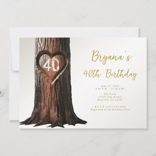 Gesneden Hartboom Stomp Rustieke minimale verjaard Kaart (Voorkant)