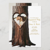 Gesneden Hartboom Stump Rustiek Foto Verloving Kaart (Voorkant / Achterkant)