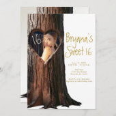 Gesneden Hartboom Stump Rustieke Foto Sweet 16 Kaart (Voorkant / Achterkant)