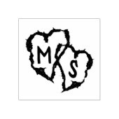 Gesneden harten bruiloft Initialen Rubberstempel (Afrduk)