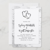 Gesneden Harten Witte Berkenboom Huwelijk Kaart (Voorkant)