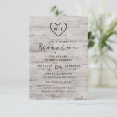 Gesneden Hartjes Rustieke Berkenhouten Trouwrecept Kaart (Staand voorkant)