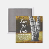 Gesneden Herfst Berkenboom Bruiloft Save the Date Magneet (Voorkant / Achterkant)
