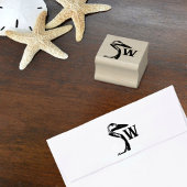 Gesneden Heron Coastal Monogram Rubberstempel