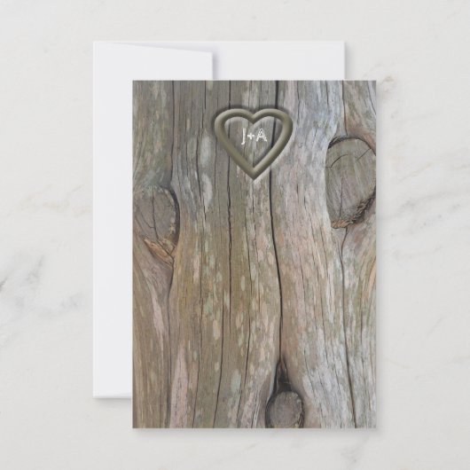 Gesneden Hout Hart RSVP Uitnodiging (Achterkant)