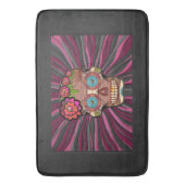 Gesneden-hout-look Sugar Skull w / Floral Crown Badmat (Voorkant Verticaal)