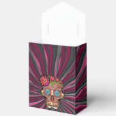 Gesneden-hout-look suikerschedel w / Floral Crown Bedankdoosjes (Open)