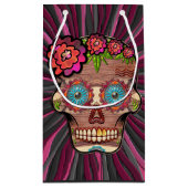 Gesneden-hout-look suikerschedel w / Floral Crown Klein Cadeauzakje (Achterkant)