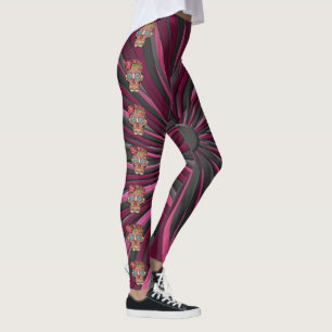 Gesneden-hout-look suikerschedel w / Floral Crown Leggings