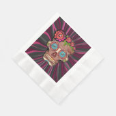 Gesneden-hout-look suikerschedel w / Floral Crown Servet (Hoek)