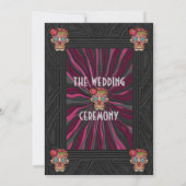 Gesneden-hout-look suikerschedel w / Floral Crowns Kaart (Achterkant)