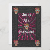 Gesneden-hout-look suikerschedel w / Floral Crowns Kaart (Voorkant)