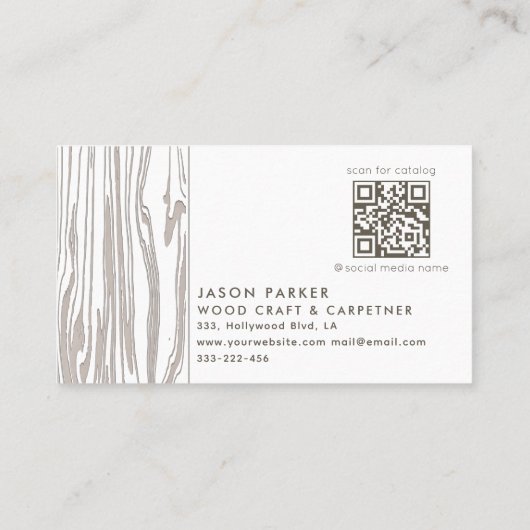 Gesneden hout moderne professionele timmerman Qr c Visitekaartje (Achterkant)