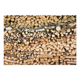 Gesneden hout op een stapel foto afdruk