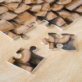 Gesneden hout op een stapel puzzel legpuzzel (Zijkant)