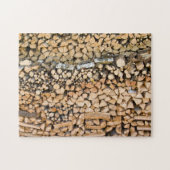 Gesneden hout op een stapel puzzel legpuzzel (Horizontaal)