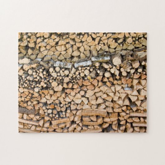 Gesneden hout op een stapel puzzel legpuzzel (Horizontaal)