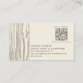 Gesneden hout professionele timmerman Qr code Visitekaartje (Achterkant)