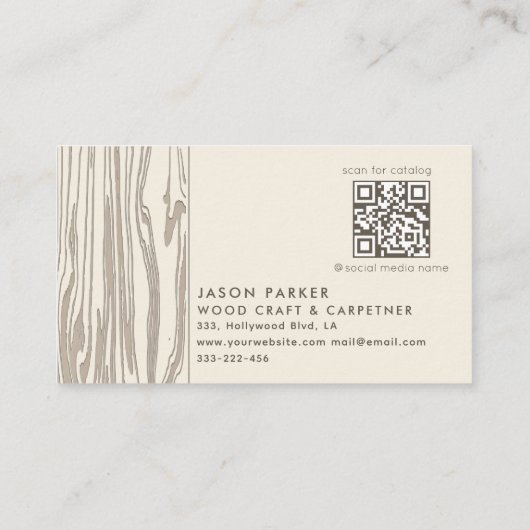 Gesneden hout professionele timmerman Qr code Visitekaartje (Achterkant)