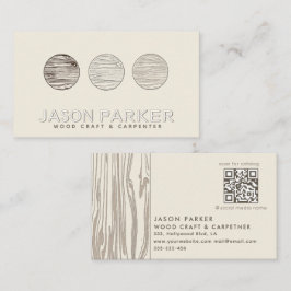Gesneden hout professionele timmerman Qr code Visitekaartje