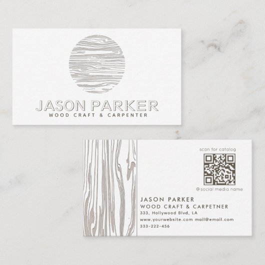Gesneden hout professionele timmerman Qr code Visitekaartje (Voorkant / Achterkant)