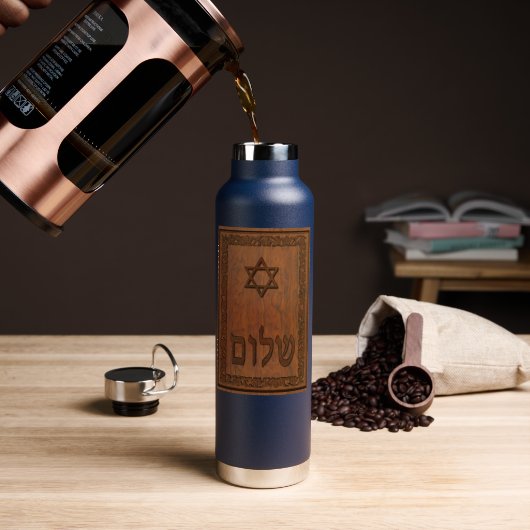Gesneden Hout Shalom Waterfles (Koffie (Gedraaid) )