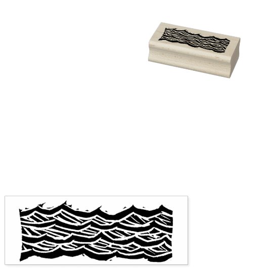 Gesneden houtblok golven rubberstempel (Gestempeld)