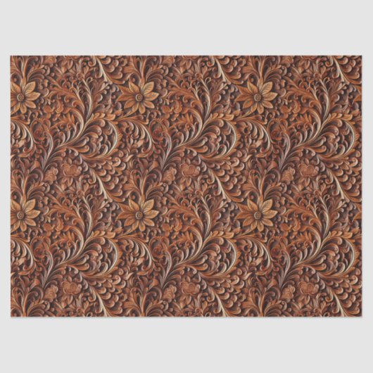 Gesneden Houten Bloem Scroll Decoupage Tissuepapier (Voorkant)