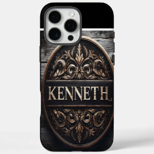 Gesneden houten bord met Kenneth iPhone 16 Pro Max Hoesje