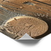 Gesneden houten enorme grommende grizzlybeer  poster (Hoek)