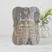 Gesneden Houten Hart Trouwreceptie Kaart (Staand voorkant)