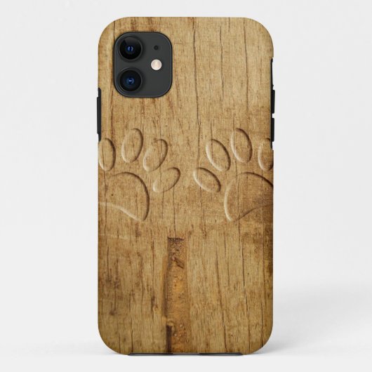 Gesneden Houten Hond Pootafdruk Case-Mate iPhone Case (Achterkant)