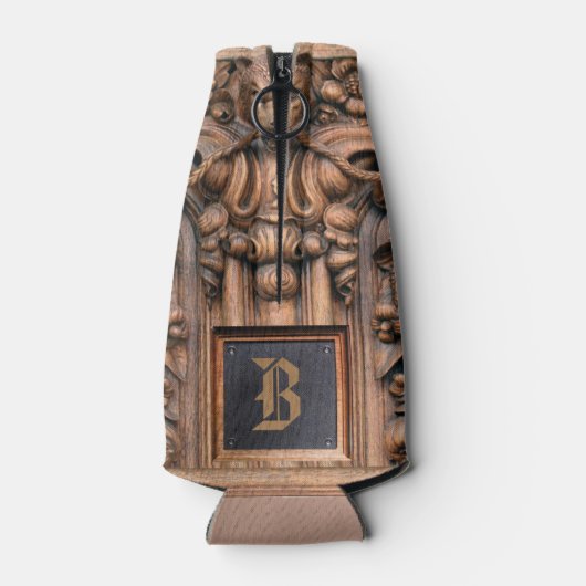 Gesneden Houten Monogram Flessenkoeler Flesjeskoeler (Achterkant)