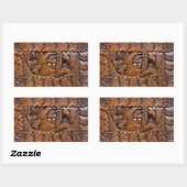 Gesneden houten oosterse look rechthoekige sticker (Vel)