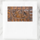 Gesneden houten oosterse look rechthoekige sticker (Tas)